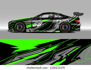 Racing car wrap design vector. Graphic abstract stripe racing background kit designs for wrap vehicle, race car, rally, adventure and livery