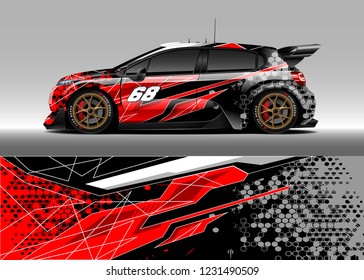 Racing car wrap design vector. Graphic abstract stripe racing background kit designs.