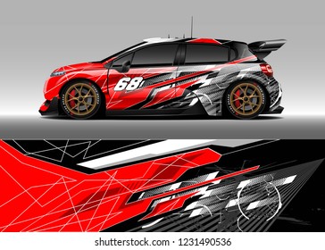 Racing car wrap design vector. Graphic abstract stripe racing background kit designs.