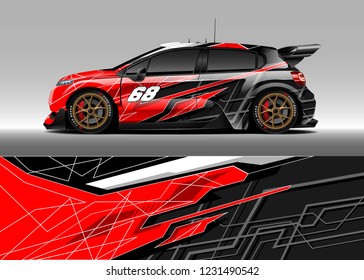 Racing car wrap design vector. Graphic abstract stripe racing background kit designs.