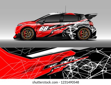 Racing car wrap design vector. Graphic abstract stripe racing background kit designs.