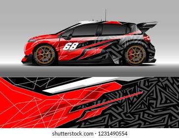 Racing car wrap design vector. Graphic abstract stripe racing background kit designs.