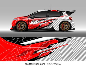 Racing car wrap design vector. Graphic abstract stripe racing background kit designs.