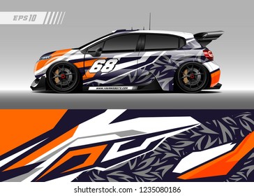 Racing car wrap design vector. Graphic abstract stripe racing background kit designs for wrap vehicle, race car, adventure and livery