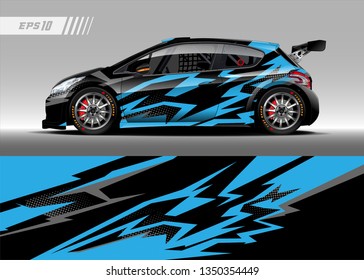 Racing car wrap design vector. Graphic abstract stripe racing background kit designs for wrap vehicle, race car, rally, adventure and livery