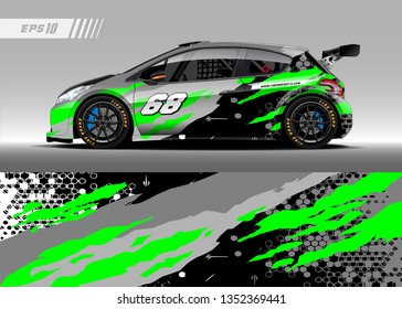 Racing car wrap design vector. Graphic abstract stripe racing background kit designs for wrap vehicle, race car, rally, adventure and livery