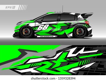 Racing car wrap design vector. Graphic abstract stripe racing background kit designs for wrap vehicle, race car, rally, adventure and livery