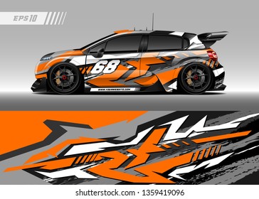 Racing car wrap design vector. Graphic abstract stripe racing background kit designs for wrap vehicle, race car, rally, adventure and livery
