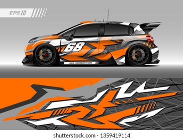 Racing car wrap design vector. Graphic abstract stripe racing background kit designs for wrap vehicle, race car, rally, adventure and livery
