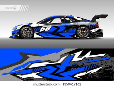 Racing car wrap design vector. Graphic abstract stripe racing background kit designs for wrap vehicle, race car, rally, adventure and livery
