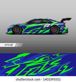 Racing car wrap design vector. Graphic abstract stripe racing background kit designs.