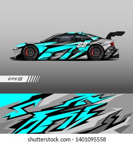 Racing car wrap design vector. Graphic abstract stripe racing background kit designs.