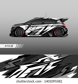 Racing car wrap design vector. Graphic abstract stripe racing background kit designs.