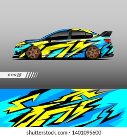 Racing car wrap design vector. Graphic abstract stripe racing background kit designs.