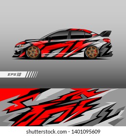 Racing car wrap design vector. Graphic abstract stripe racing background kit designs.