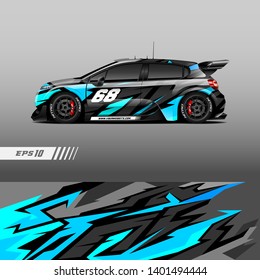 Racing car wrap design vector. Graphic abstract stripe racing background kit designs.