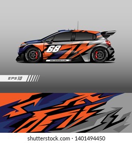 Racing car wrap design vector. Graphic abstract stripe racing background kit designs.