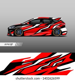 Racing car wrap design vector. Graphic abstract stripe racing background kit designs.