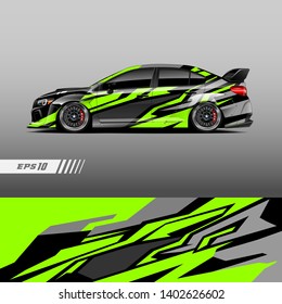 Racing car wrap design vector. Graphic abstract stripe racing background kit designs.