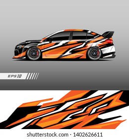 Racing car wrap design vector. Graphic abstract stripe racing background kit designs.