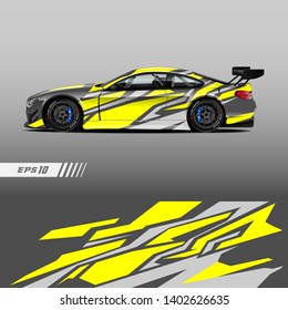 Racing car wrap design vector. Graphic abstract stripe racing background kit designs.