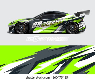 Racing car wrap design vector. Graphic abstract stripe racing background kit designs for wrap vehicle, race car, rally, adventure and livery. Full vector eps 10