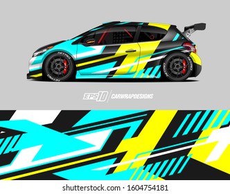 Racing car wrap design vector. Graphic abstract stripe racing background kit designs for wrap vehicle, race car, rally, adventure and livery. Full vector eps 10