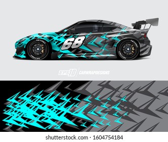 Racing car wrap design vector. Graphic abstract stripe racing background kit designs for wrap vehicle, race car, rally, adventure and livery. Full vector eps 10