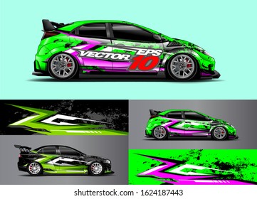 Racing car wrap design vector. Graphic abstract stripe racing background kit designs