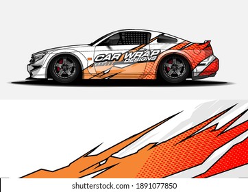 Racing car wrap design vector for vehicle vinyl sticker and automotive decal livery