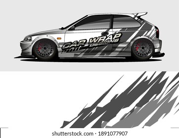 Racing car wrap design vector for vehicle vinyl sticker and automotive decal livery