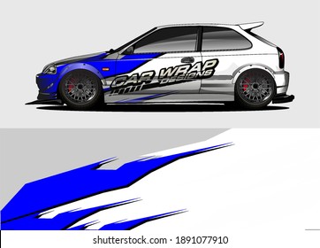 Racing car wrap design vector for vehicle vinyl sticker and automotive decal livery