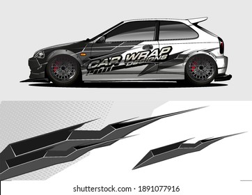 Racing car wrap design vector for vehicle vinyl sticker and automotive decal livery