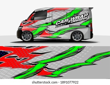 Racing car wrap design vector for vehicle vinyl sticker and automotive decal livery