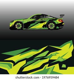 Racing car wrap design vector. Graphic abstract stripe racing background kit designs for wrap vehicle, race car, rally, adventure and livery
