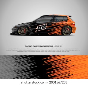 Racing car wrap design vector for race car, pickup truck, rally, adventure vehicle and sport livery. Graphic abstract stripe racing background kit designs. eps 10