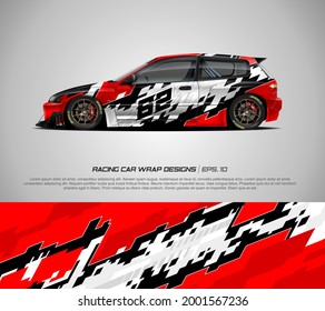 Racing car wrap design vector for race car, pickup truck, rally, adventure vehicle and sport livery. Graphic abstract stripe racing background kit designs. eps 10