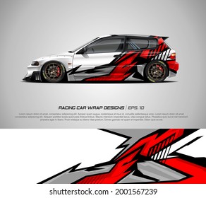 Racing car wrap design vector for race car, pickup truck, rally, adventure vehicle and sport livery. Graphic abstract stripe racing background kit designs. eps 10