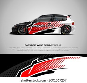 Racing car wrap design vector for race car, pickup truck, rally, adventure vehicle and sport livery. Graphic abstract stripe racing background kit designs. eps 10