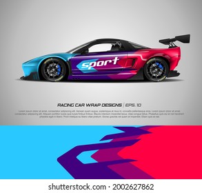 Racing Car Wrap Design Vector For Race Car, Pickup Truck, Rally, Adventure Vehicle And Sport Livery. Graphic Abstract Stripe Racing Background Kit Designs. Eps 10