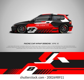 Racing car wrap design vector for race car, pickup truck, rally, adventure vehicle and sport livery. Graphic abstract stripe racing background kit designs. eps 10