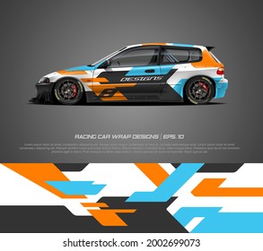 Racing car wrap design vector for race car, pickup truck, rally, adventure vehicle and sport livery. Graphic abstract stripe racing background kit designs. eps 10