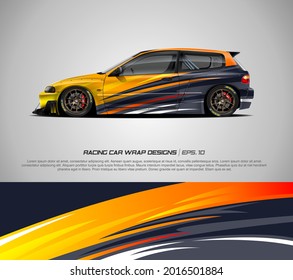 Racing car wrap design vector for race car, pickup truck, rally, adventure vehicle and sport livery. Graphic abstract stripe racing background kit designs. eps 10