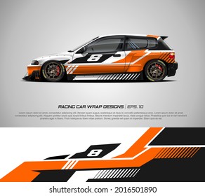 Rennwagen-Wrapper-Design-Vektorgrafik für Rennwagen, Pick-up-LKW, Rallye, Abenteuerfahrzeug und Sport Livery. Grafikabstrakte, abstrakte Streifen-Rennhintergrund-Designs. eps10