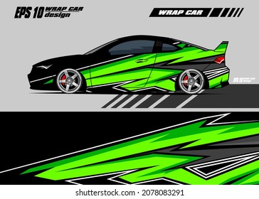 Racing car wrap design vector. Graphic abstract stripe racing background kit designs for wrap vehicle, race car, rally, adventure and livery