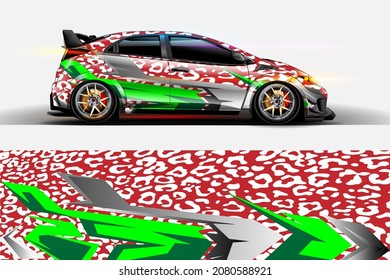 Vector de diseño de ajuste de coches de carreras. Diseños gráficos abstractos de banda de fondo de carreras para envolver vehículos, carreras de coches, rally, aventura y livery
