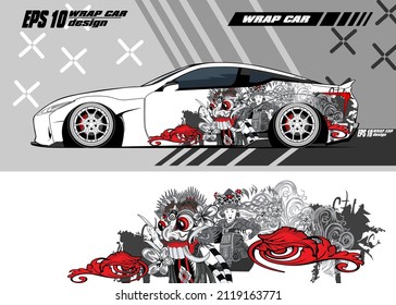 Racing car wrap design vector premium vector 3d barong culture dance Premium Vector