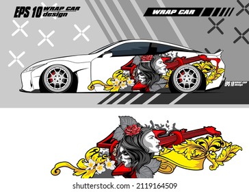 Racing car wrap design vector Premium Vector 3d culture dance