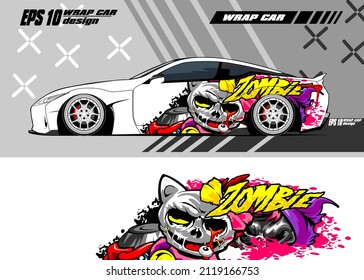 Racing car wrap design vector Premium Vector 3d zombie cat