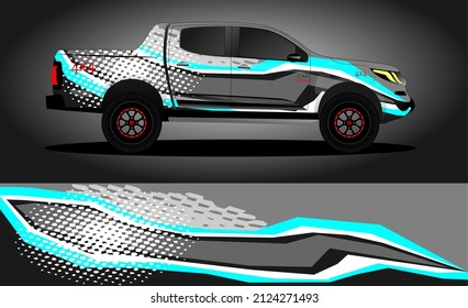 Racing car wrap design vector. Abstract graphic stripe racing background kit design for vehicle wrap, race car, rally, adventure and livery